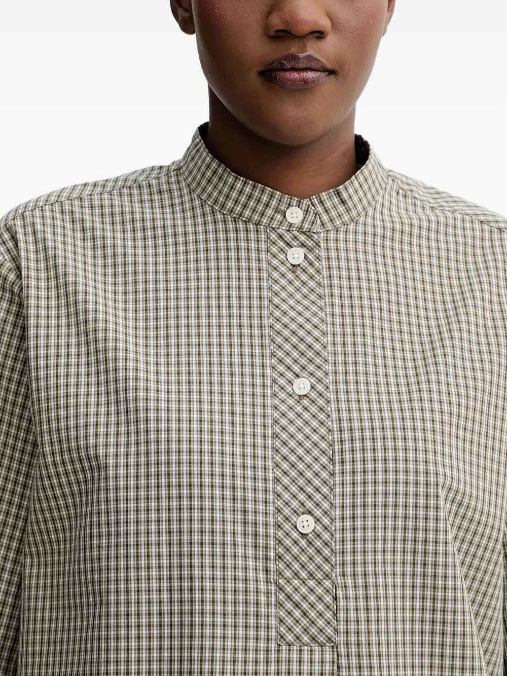 Marc O'polo Mini-checked Button-up Shirt Dress In Gray