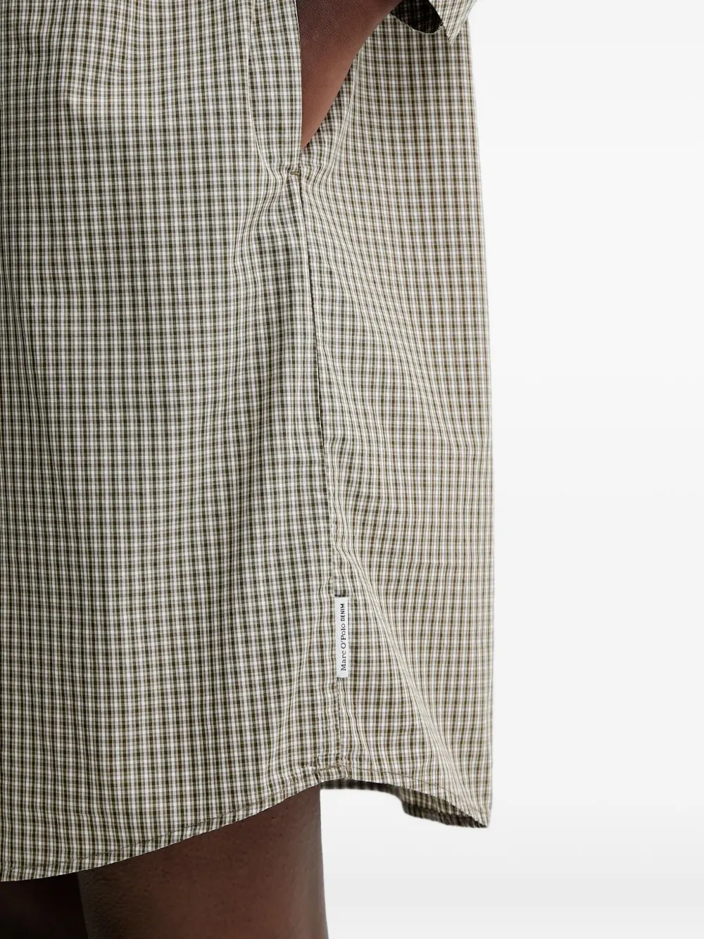Marc O'polo Mini-checked Button-up Shirt Dress In Gray