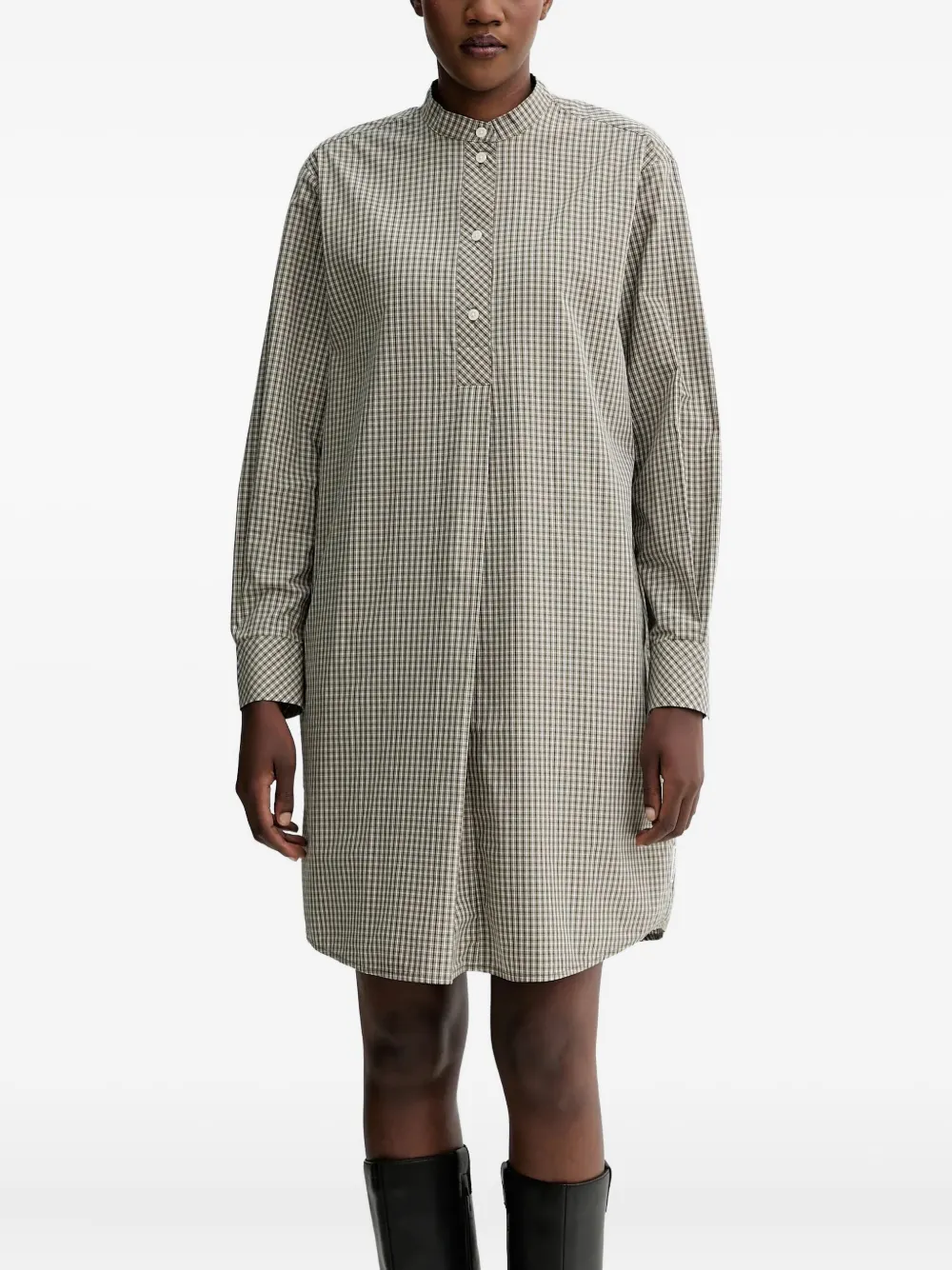 Marc O'Polo mini-checked button-up shirt dress | Green | Image 1