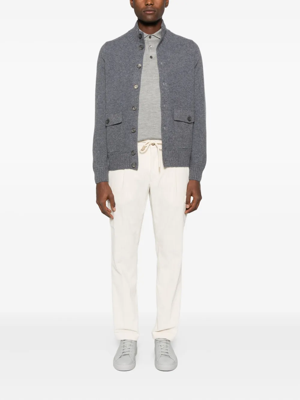 Brunello Cucinelli Gebreid poloshirt - CO73D GREY