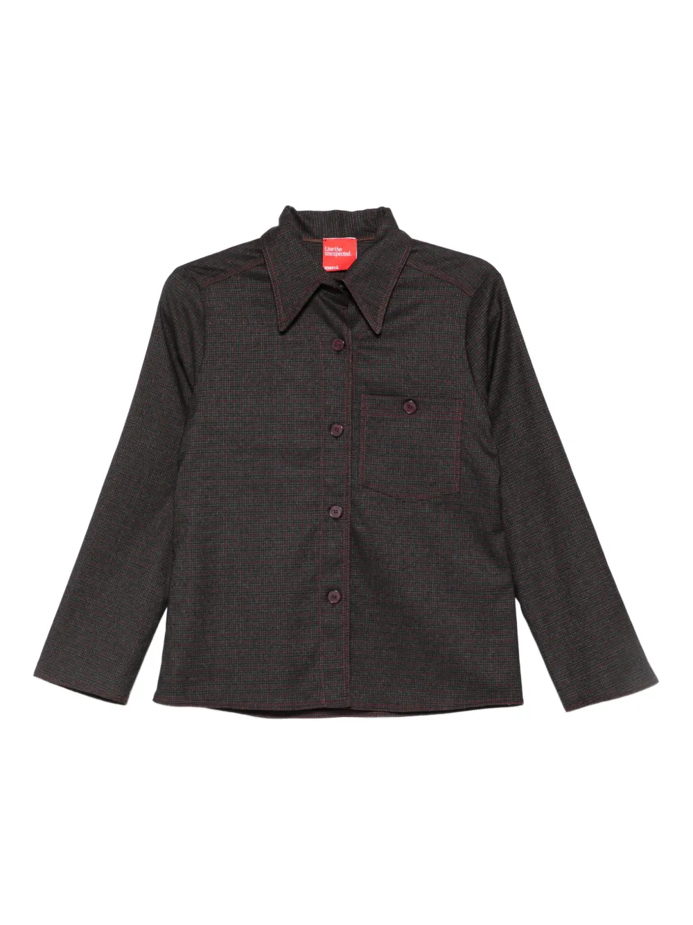 Merci camisa de algodón con bolsillo en el pecho y botones | marrón | Image 1