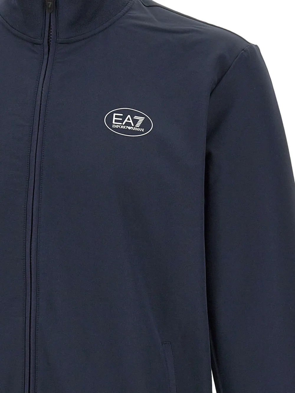 Ea7 Logo-print Zip-up Sweatshirt In Blue