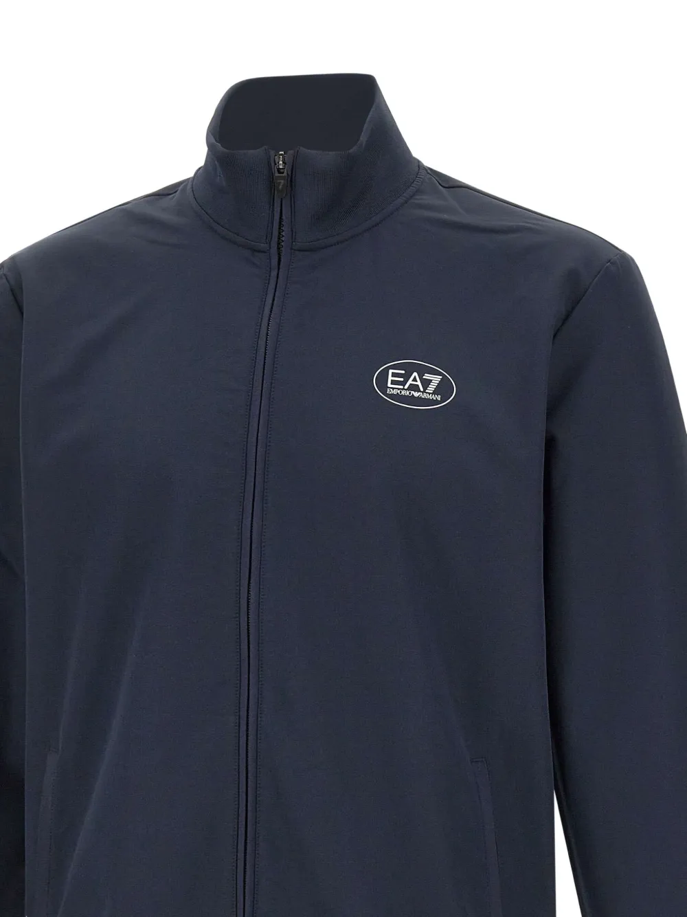 Ea7 Logo-print Zip-up Sweatshirt In Blue