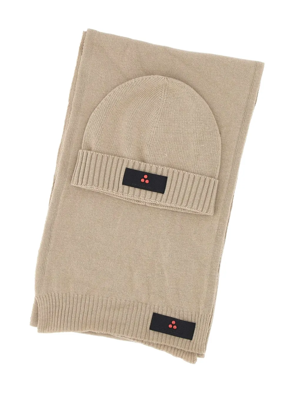 Peuterey logo-patch scarf set - Beige
