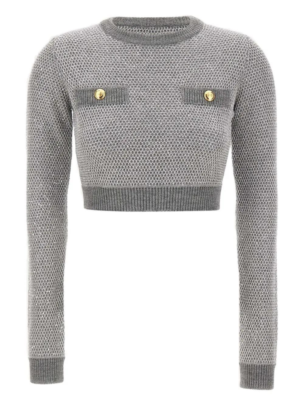 Elisabetta Franchi Sequinned Knitted Sweater In Gray