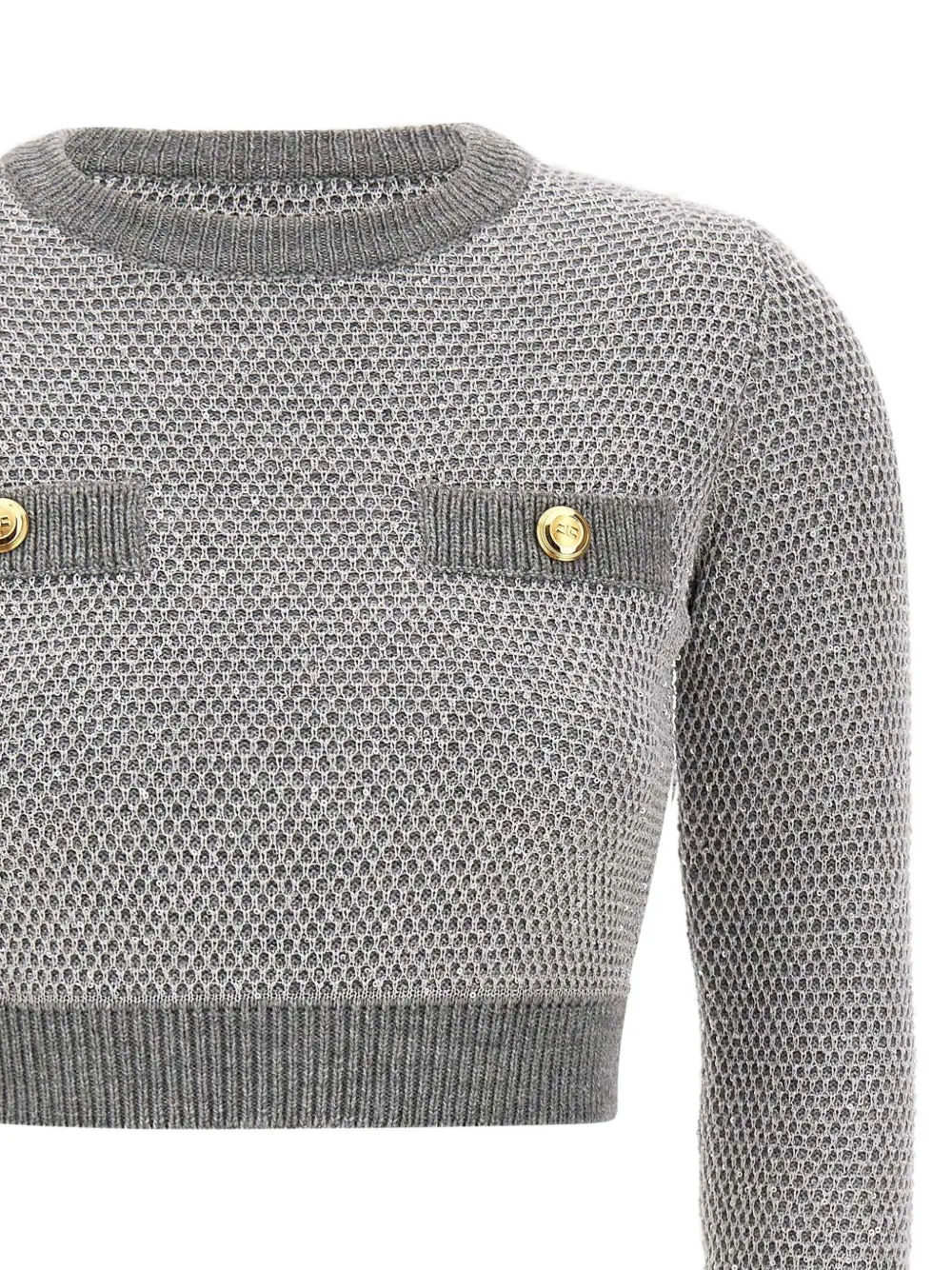 Elisabetta Franchi Sequinned Knitted Sweater In Gray