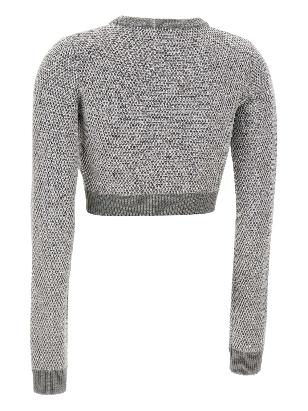 Elisabetta Franchi Sequinned Knitted Sweater In Gray