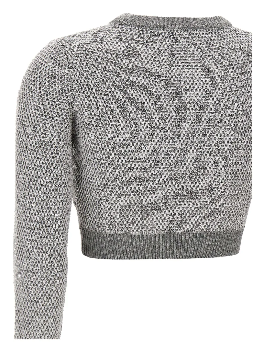 Elisabetta Franchi Sequinned Knitted Sweater In Gray