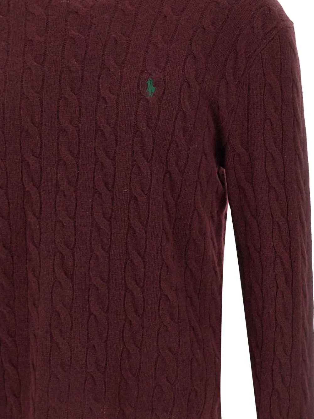 Polo Ralph Lauren Wool And Cashmere Cable Knit Sweater In Burgundy