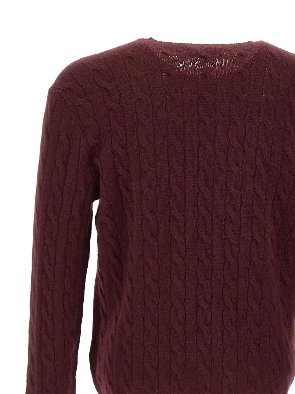 Polo Ralph Lauren Wool And Cashmere Cable Knit Sweater In Burgundy