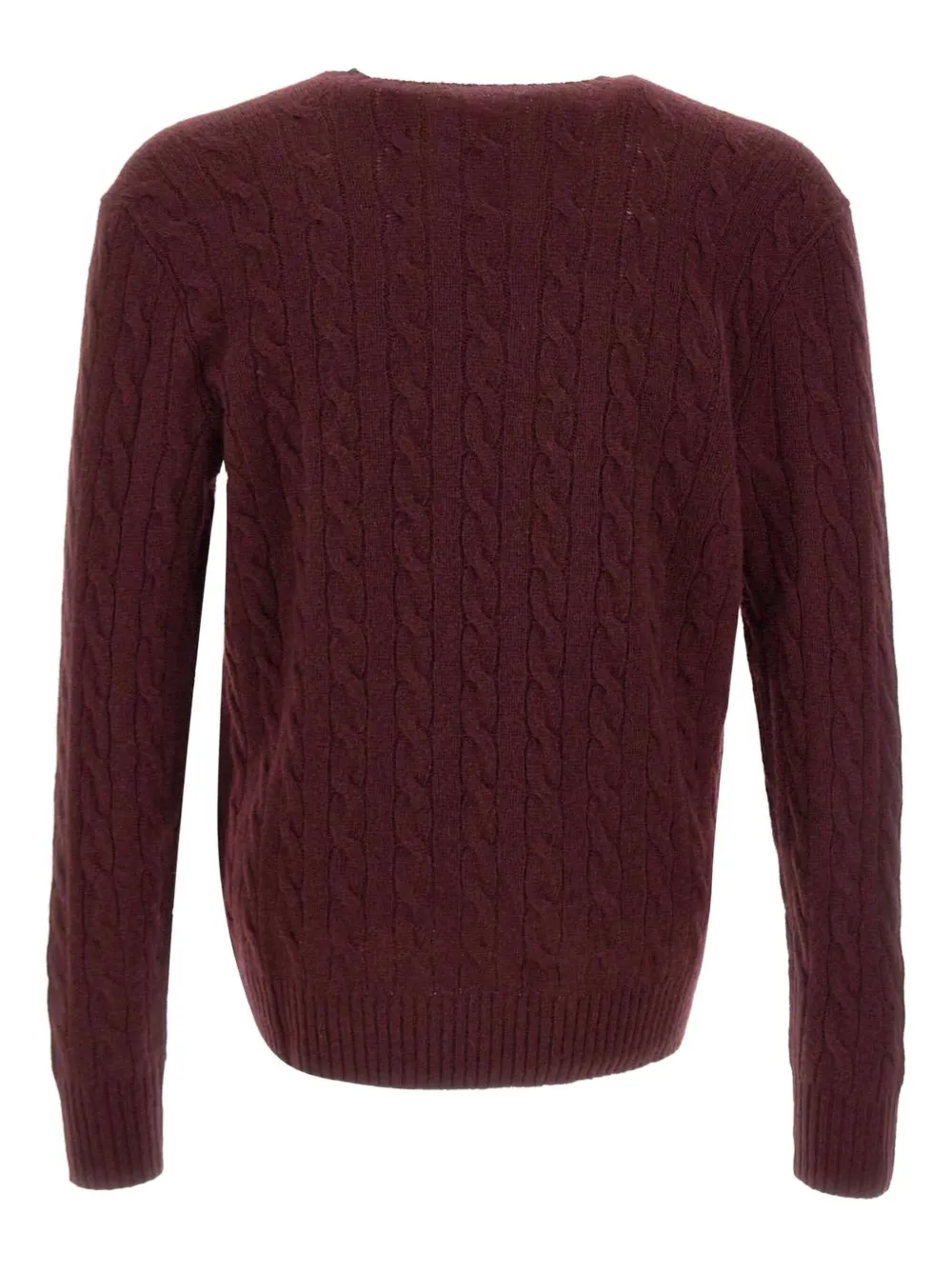 Polo Ralph Lauren Wool And Cashmere Cable Knit Sweater In Burgundy