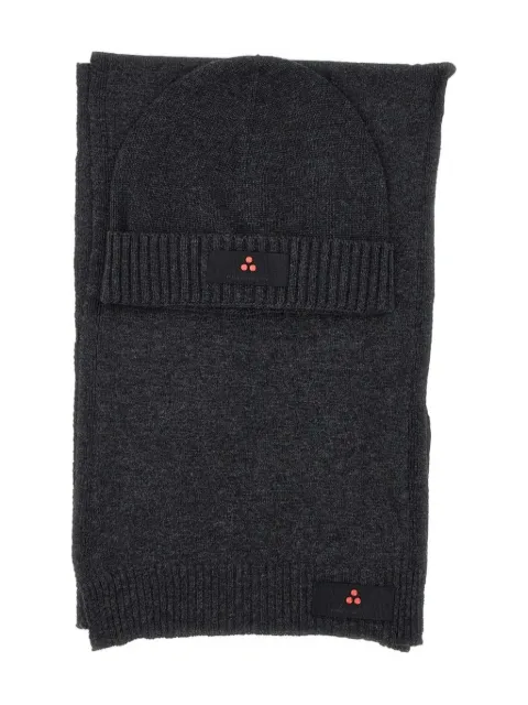Peuterey ribbed logo scarf set