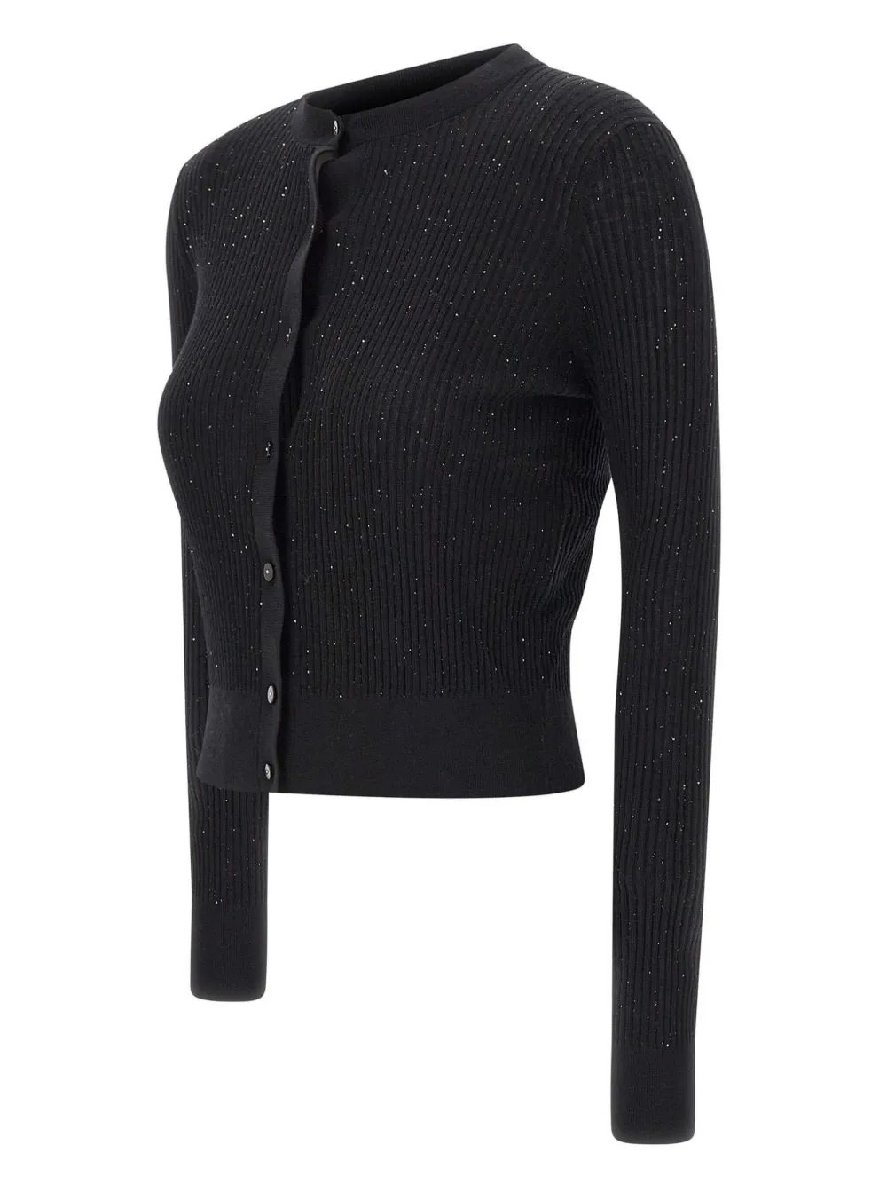 Max Mara Sequin Ribbed Cardigan In Black