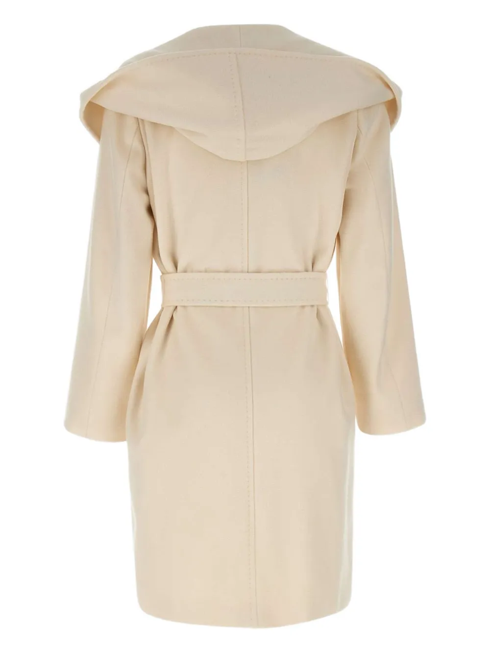 Max Mara Hooded Belted Wool Coat In Neutral