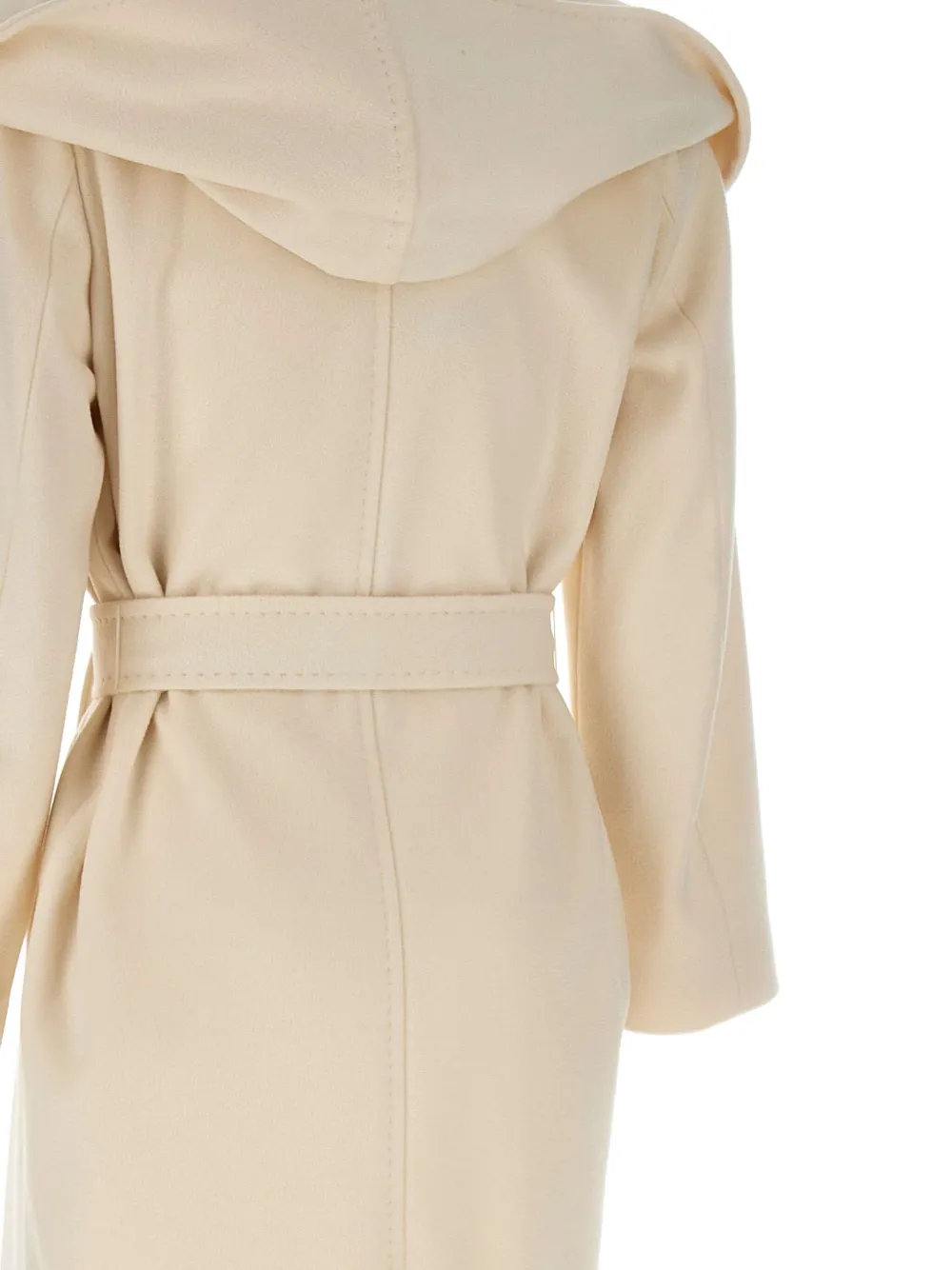 Max Mara Hooded Belted Wool Coat In Neutral