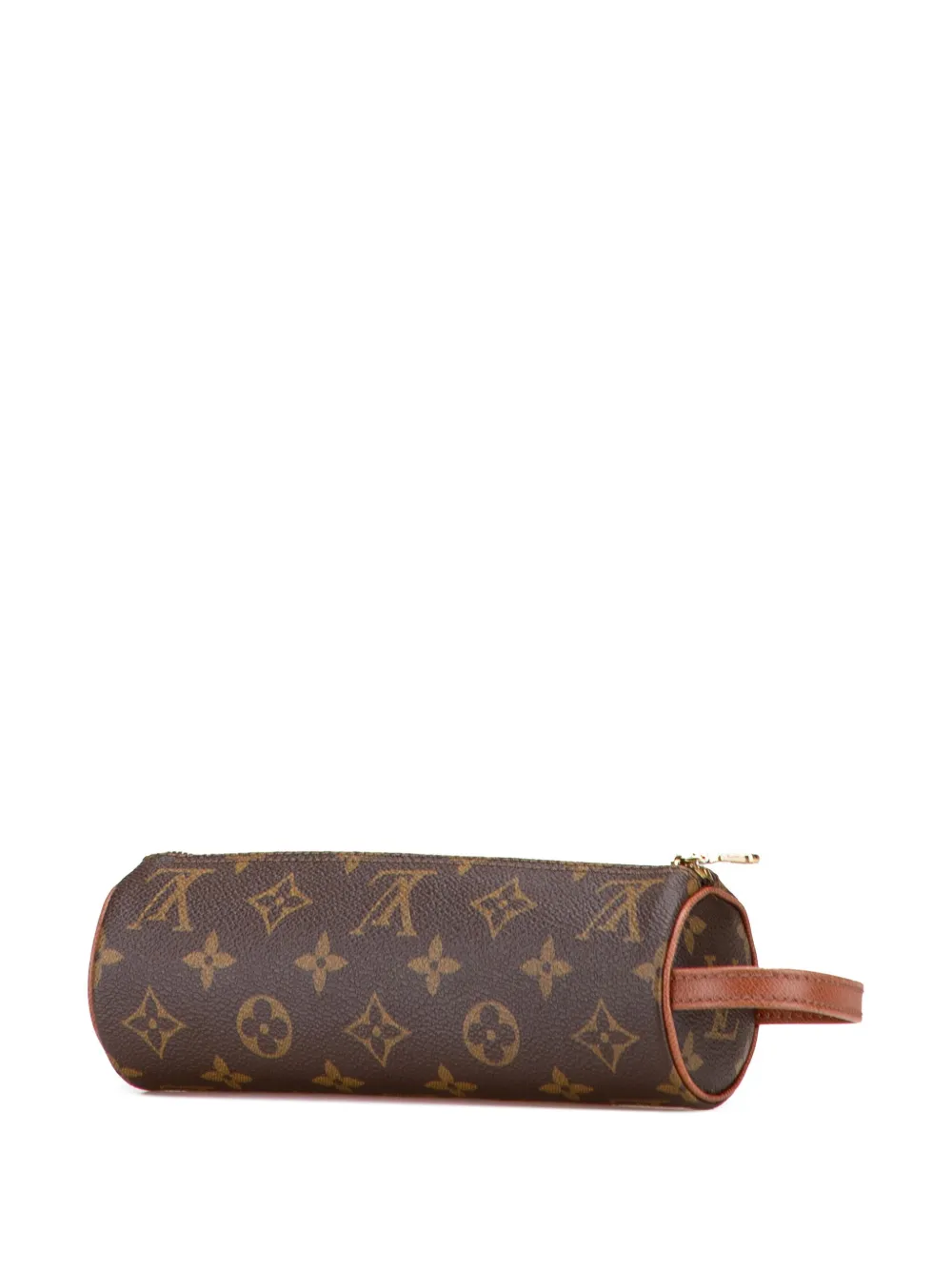 Pre-owned Louis Vuitton 1988 Monogram Trousse Ronde Pencil Case 20 Pouch In Brown