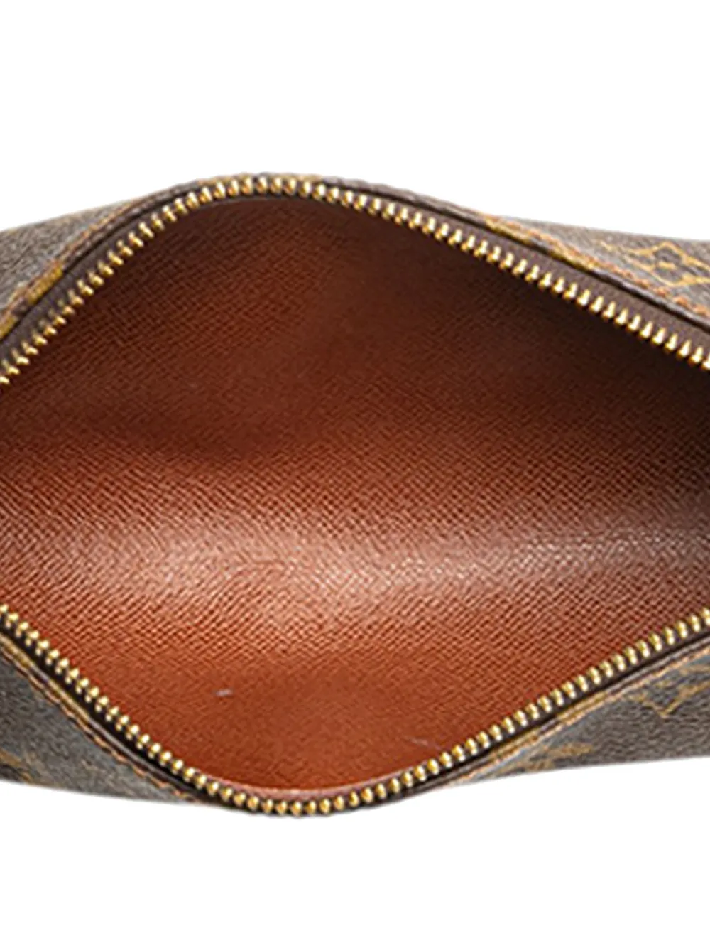 Pre-owned Louis Vuitton 1988 Monogram Trousse Ronde Pencil Case 20 Pouch In Brown