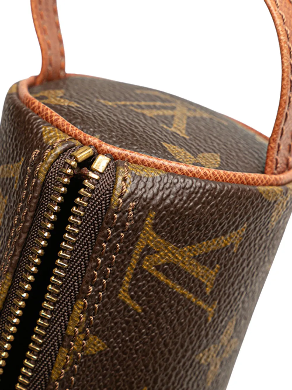 Pre-owned Louis Vuitton 1988 Monogram Trousse Ronde Pencil Case 20 Pouch In Brown