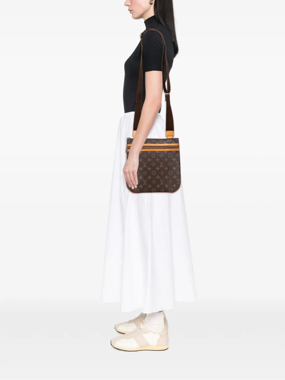 Pre-owned Louis Vuitton 2006 Monogram Bosphore Pochette Crossbody Bag In Brown