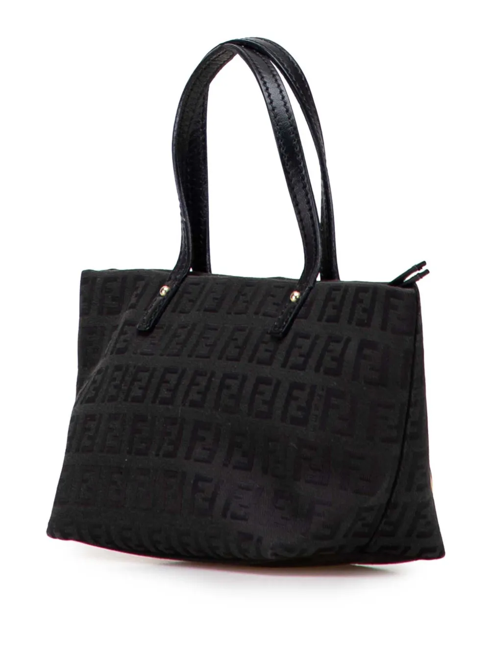 Pre-owned Fendi 2010-2025 Mini Zucchino Canvas Handbag In Black