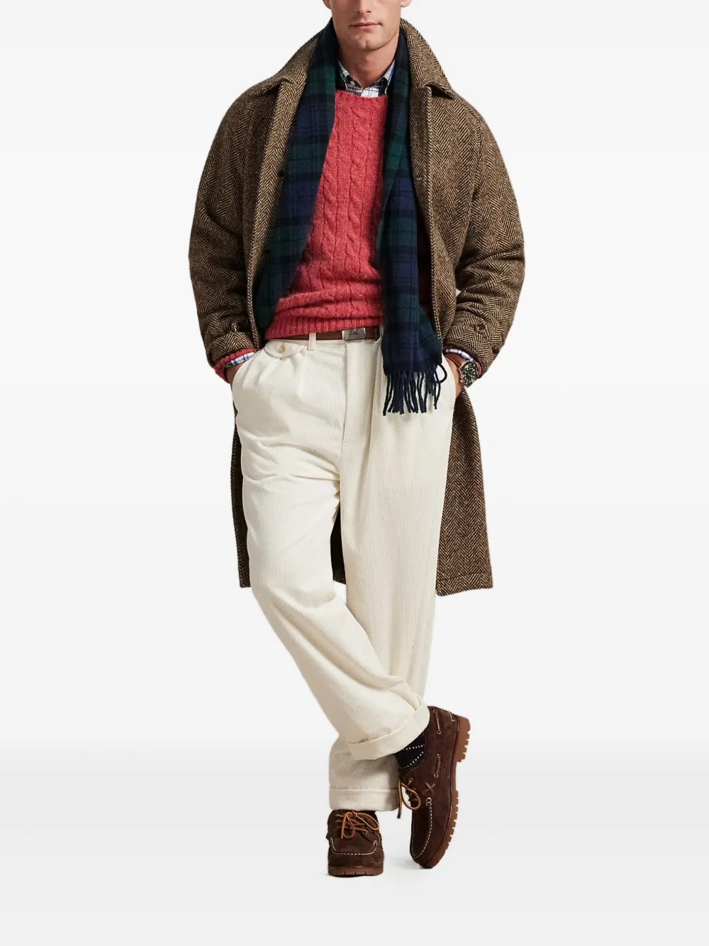 Polo Ralph Lauren Corduroy Pleated Trousers In White
