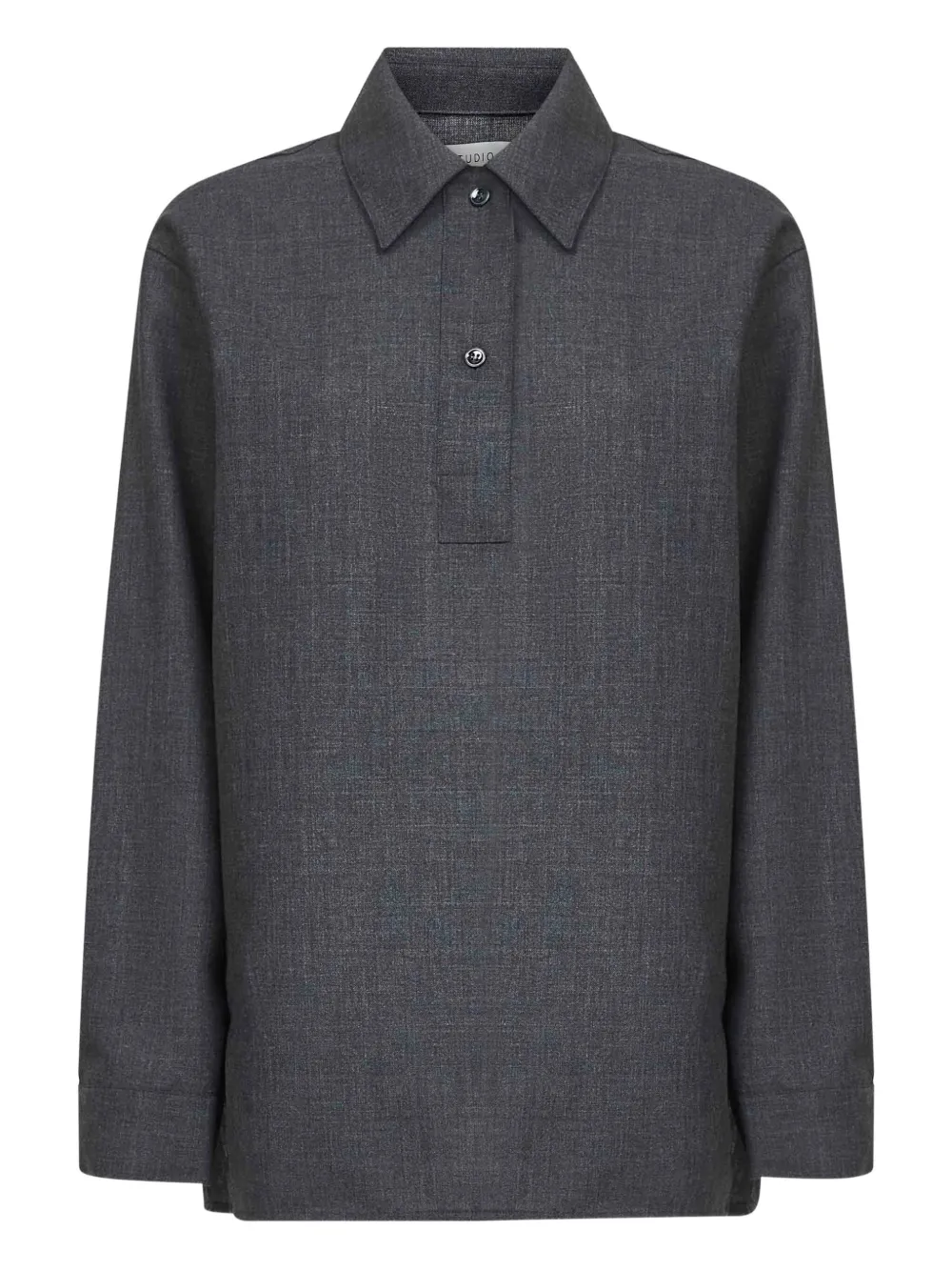 Studio Nicholson Grey Melange Wool Pinole Shirt In Black