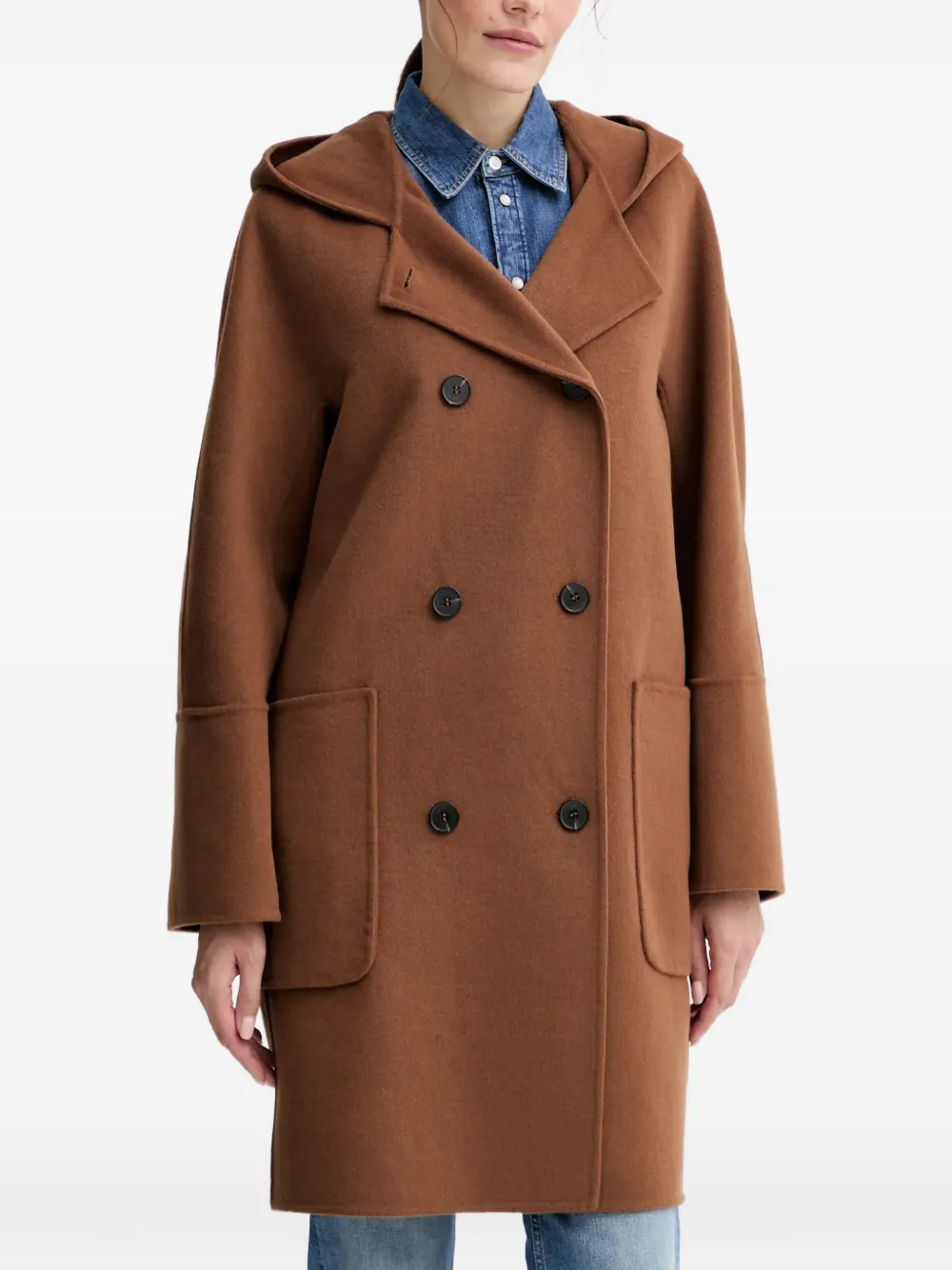Marc O'Polo hooded double-breasted coat - Marrone