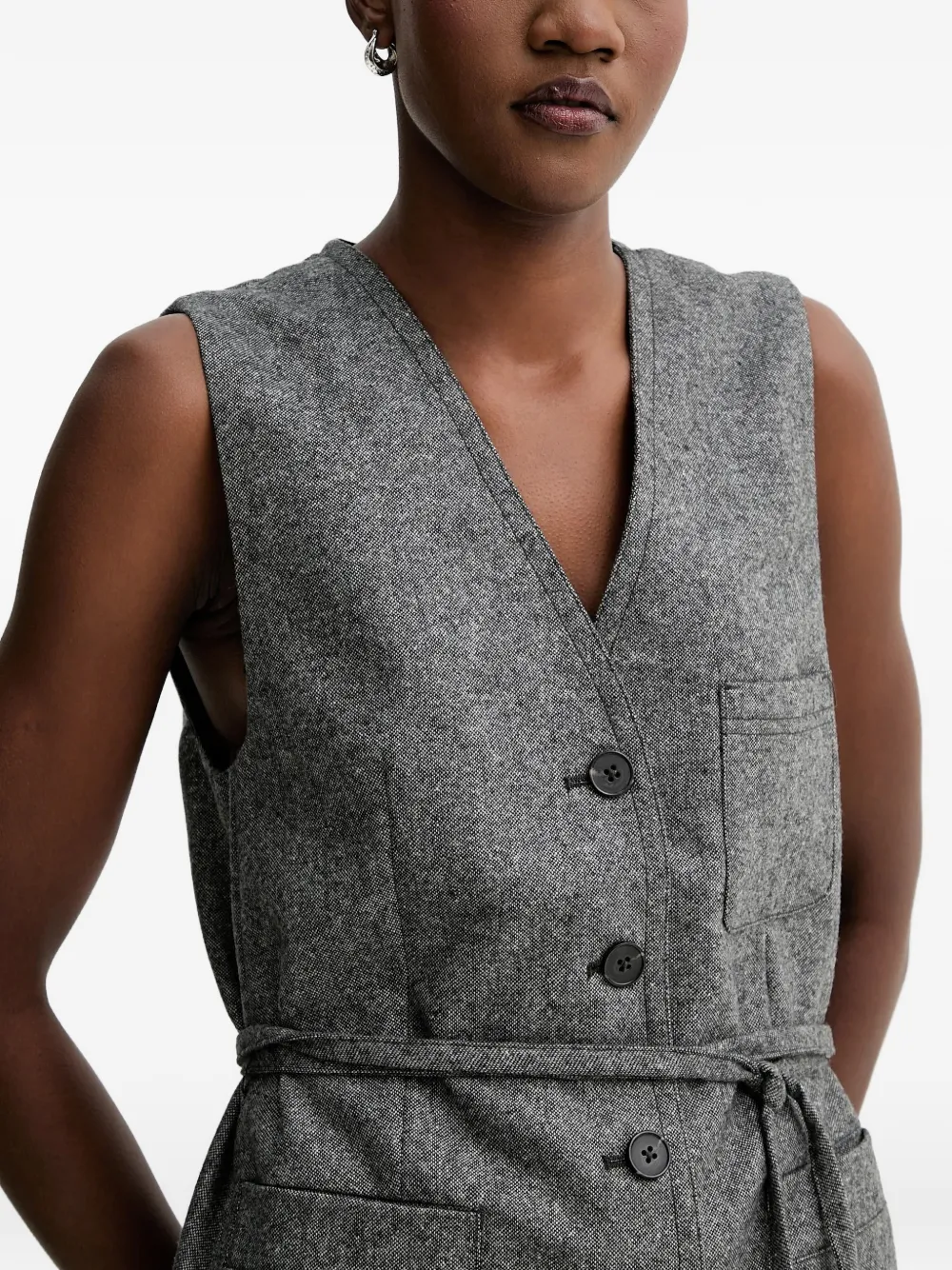 Button Belted Waistcoat