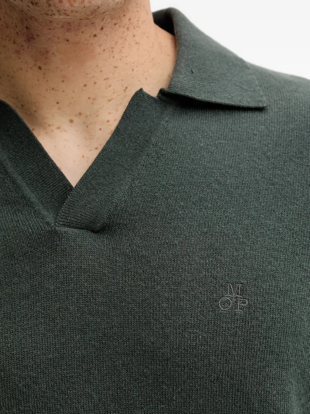 Marc O'Polo Trui met V-hals en logo Groen