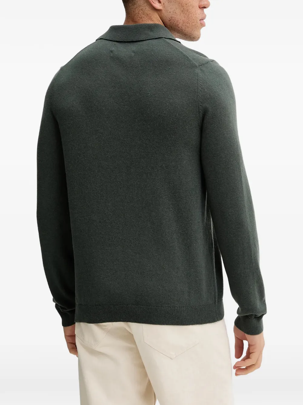 Marc O'Polo Trui met V-hals en logo Groen