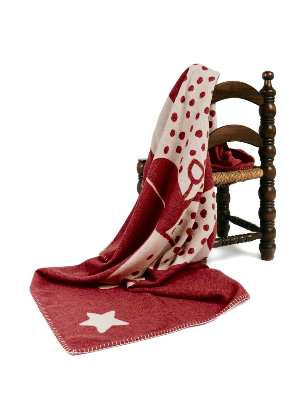 Lagomoro stitched graphic pascal blanket | Red | Image 1