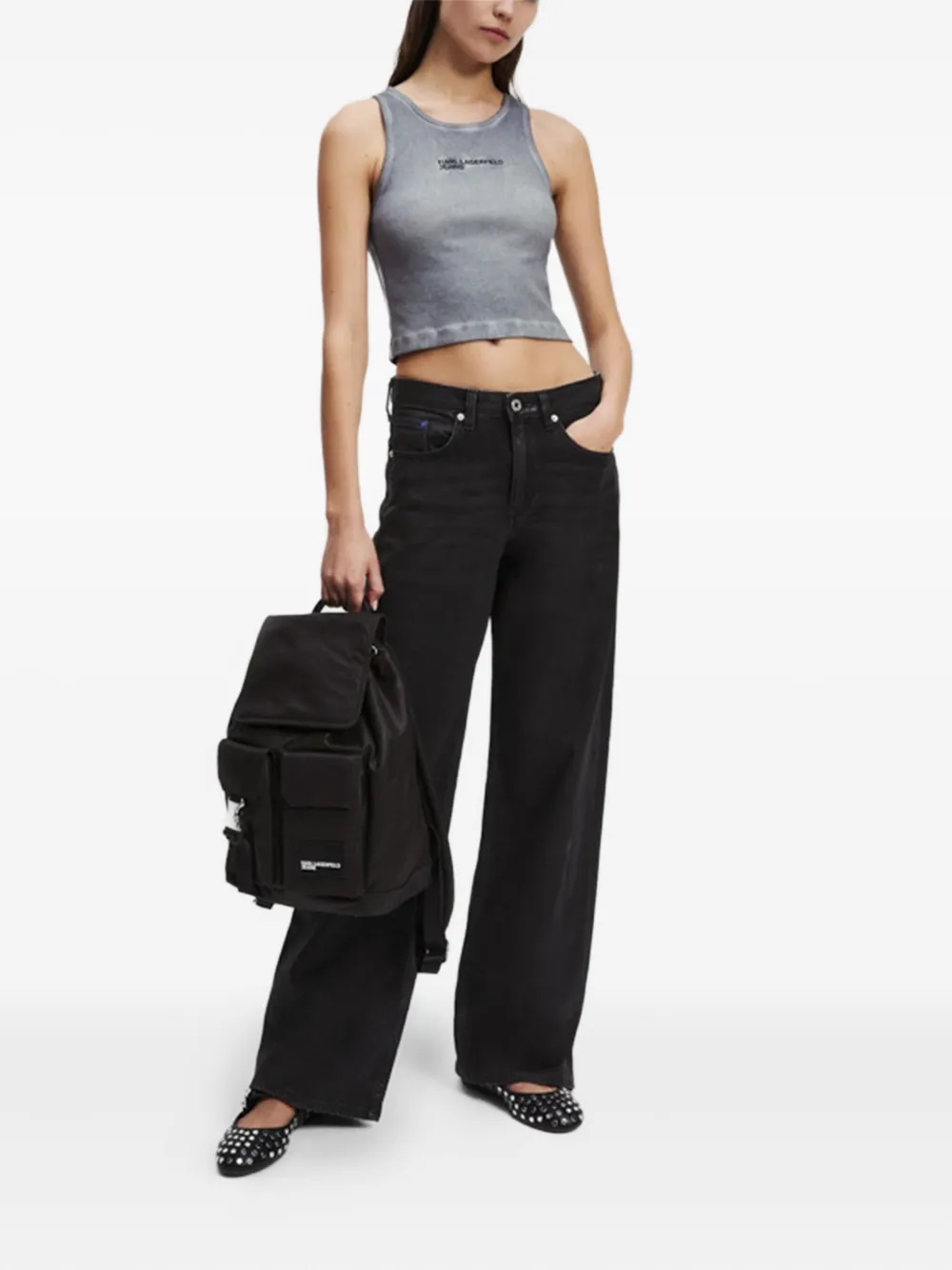 Karl Lagerfeld Jeans Geribbelde tanktop Grijs