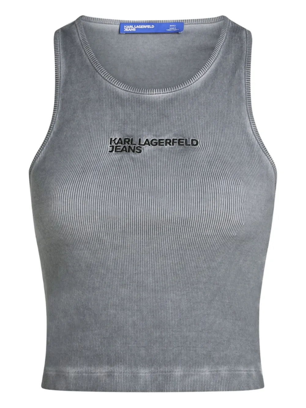 Karl Lagerfeld Jeans Top in cotone a coste - Grigio