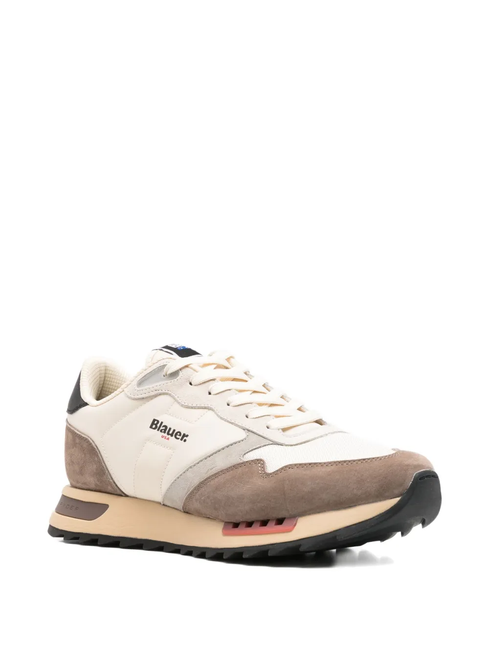 Blauer leather lace-up low-top sneakers Beige