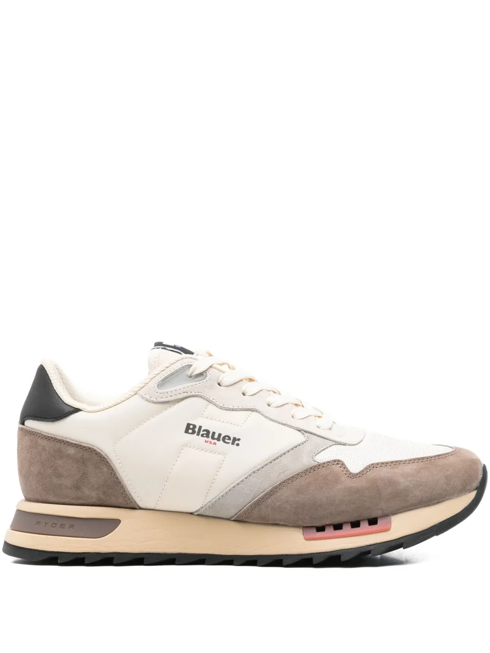 Blauer leather lace-up low-top sneakers Beige