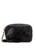 CHANEL Pre-Owned 1989-1991 Quilted Lambskin Tassel pouch - Black