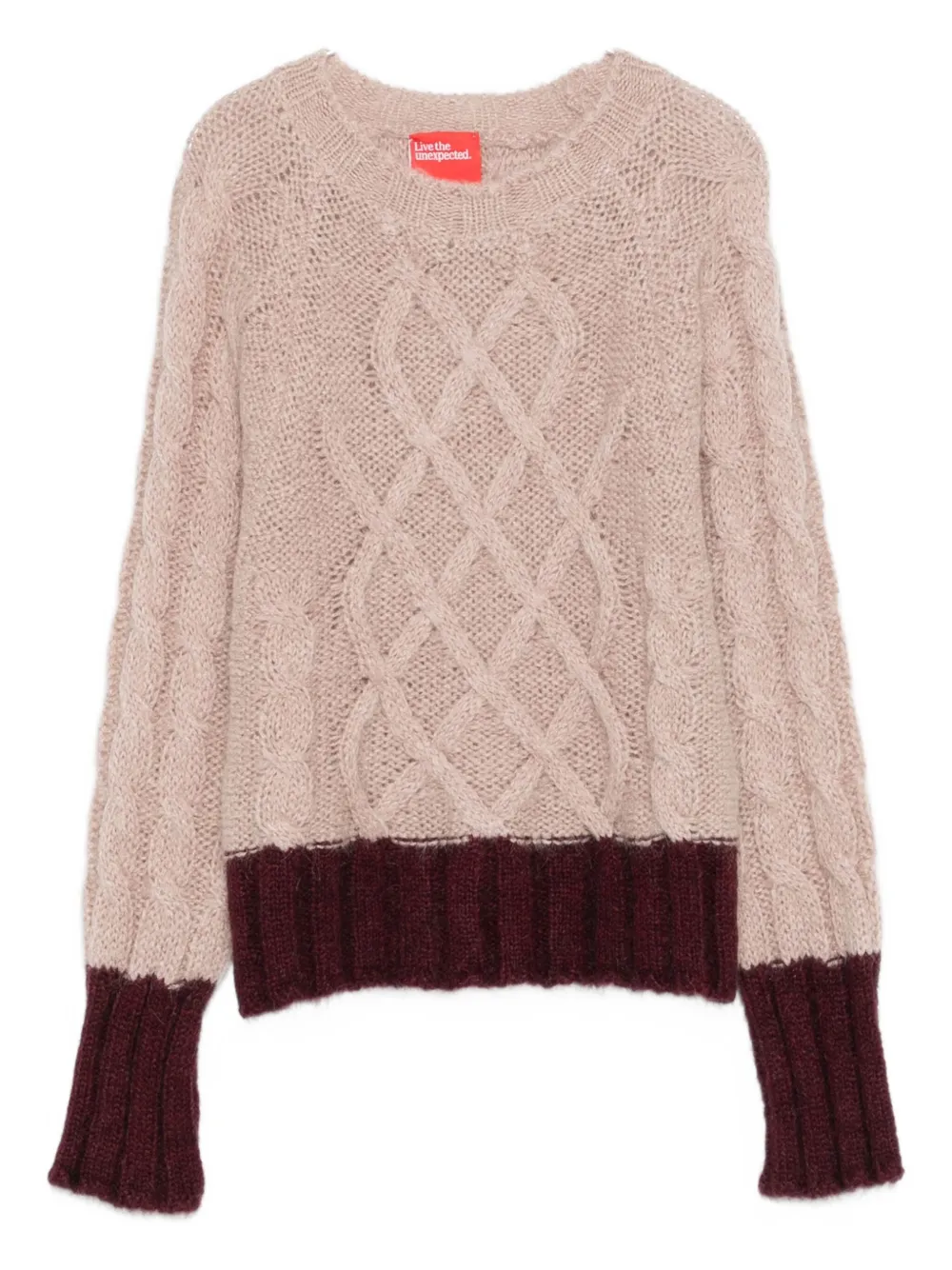 Merci Cable-knit Sweater In Pink