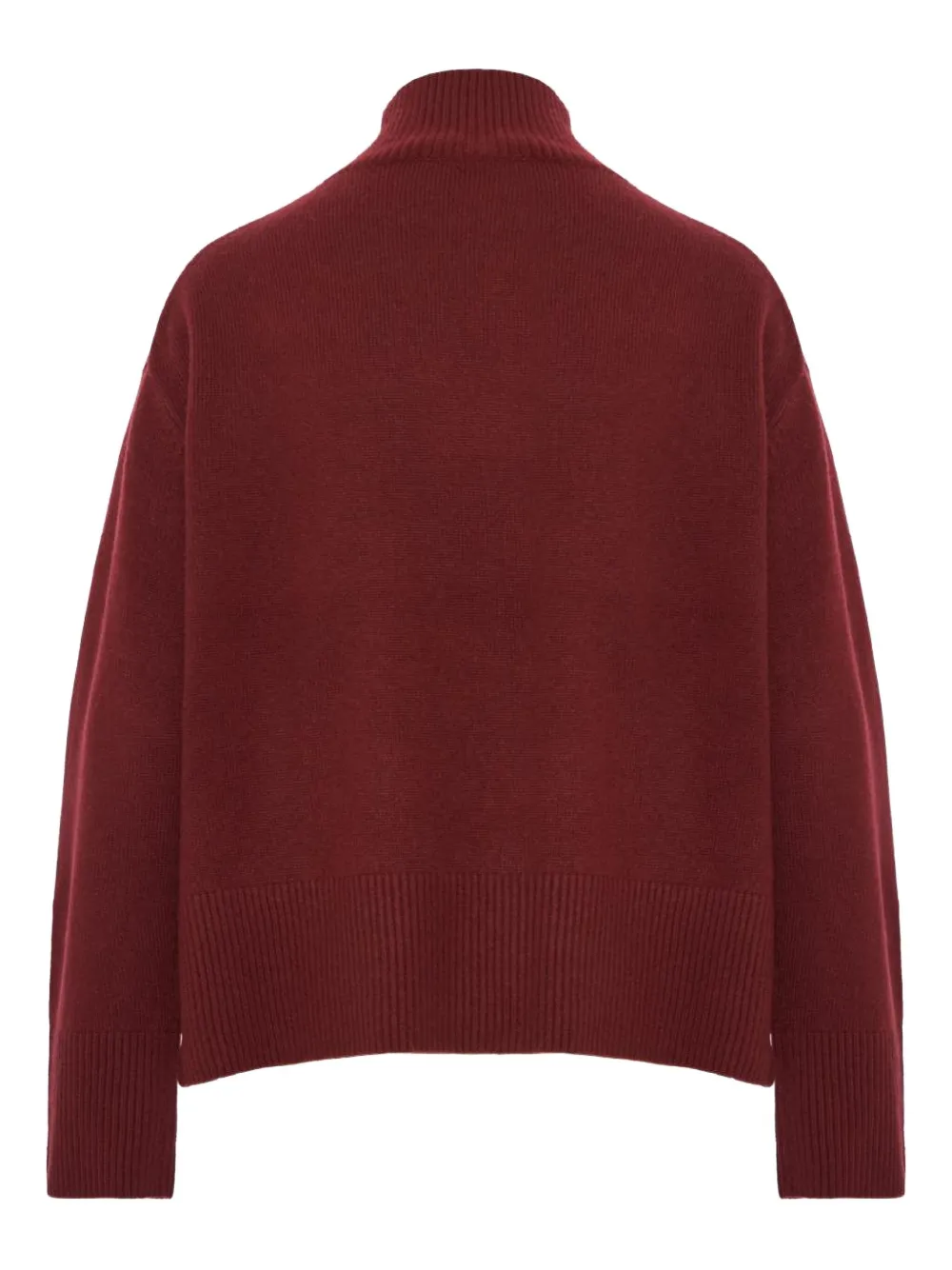 Vince Turtle Neck Side Slit Sweater In Burgundy
