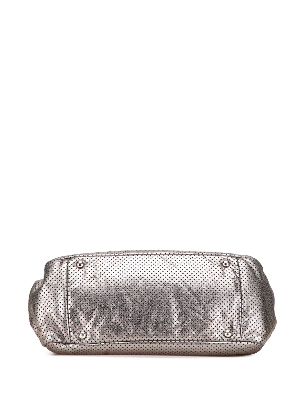 Pre-owned Chanel 2008-2009 Metallic Perforated Calfskin Drill Accordion Flap Shoulder Bag In Silver