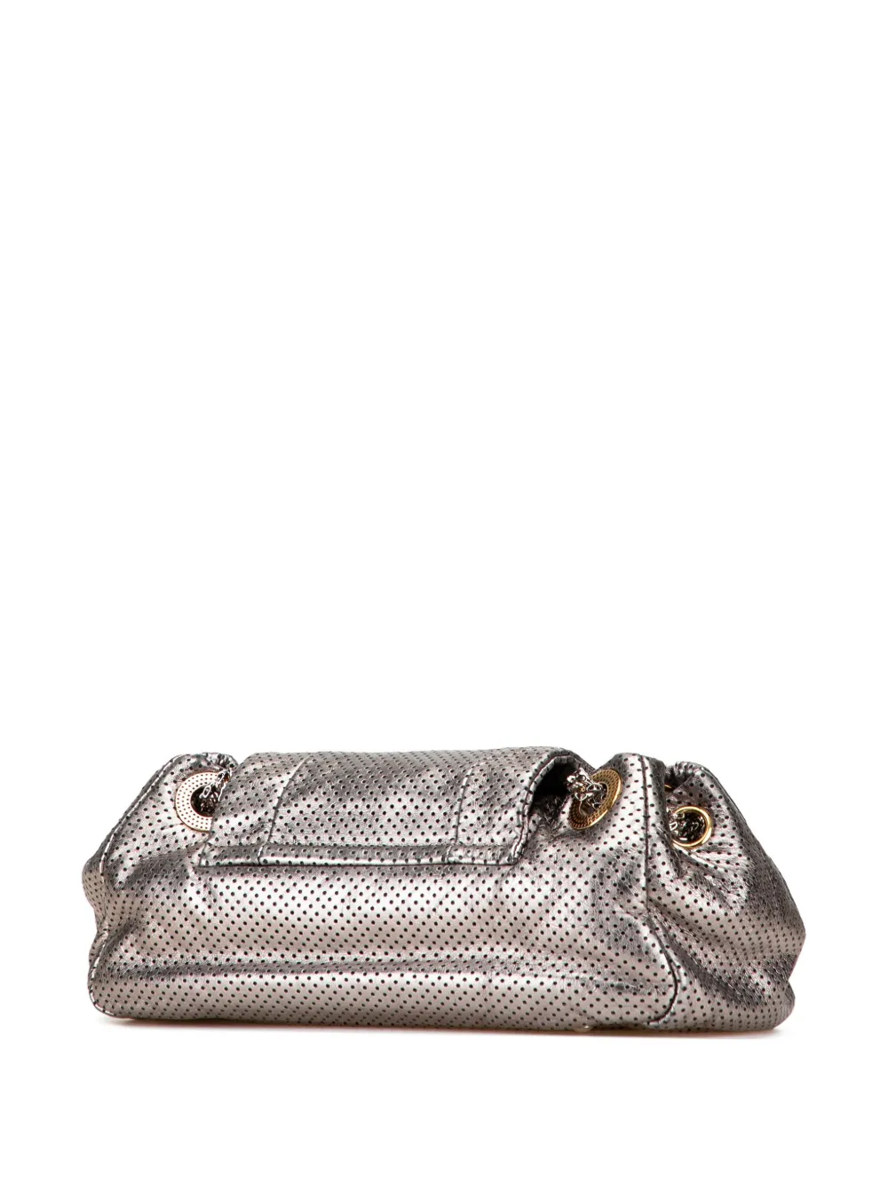 Pre-owned Chanel 2008-2009 Metallic Perforated Calfskin Drill Accordion Flap Shoulder Bag In Silver