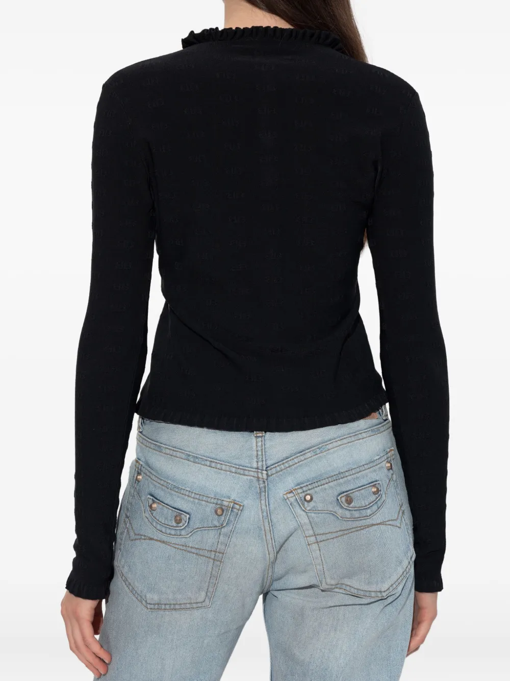 Balenciaga Vest met ruches en strik Zwart