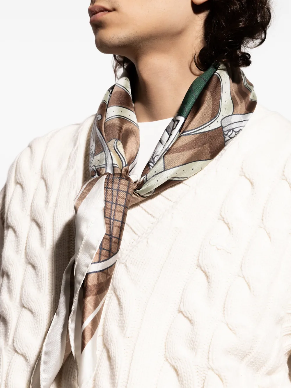 Lacoste Zijden sjaal Bruin