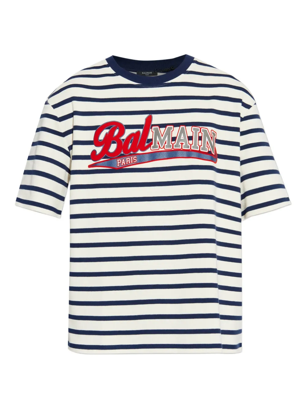 Balmain logo-print striped T-shirt | White | Image 1