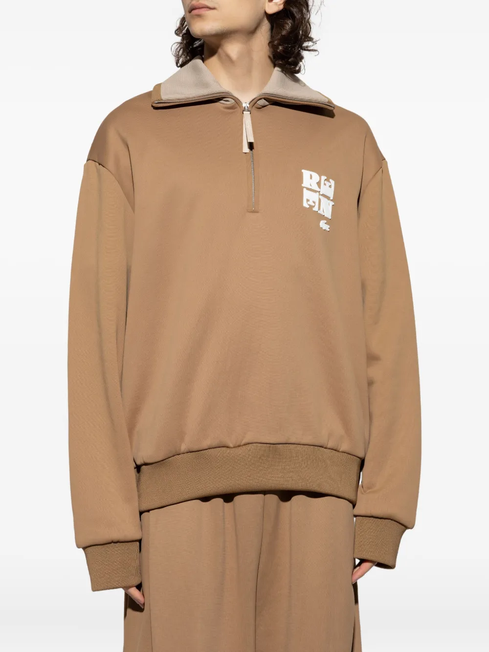 Lacoste Sweater met rits Bruin