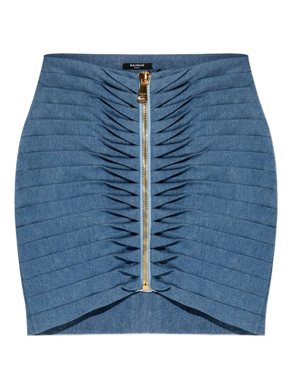 Balmain ruched zip mini skirt - Blu