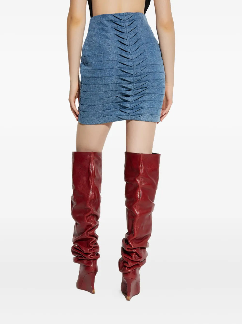 Balmain Mini-rok met ruches en rits Blauw