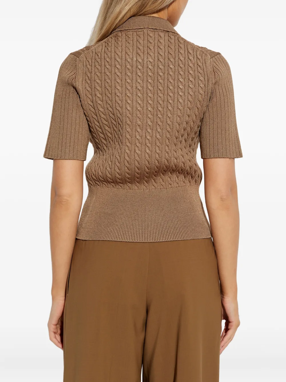 Lacoste Kabelgebreid poloshirt Bruin