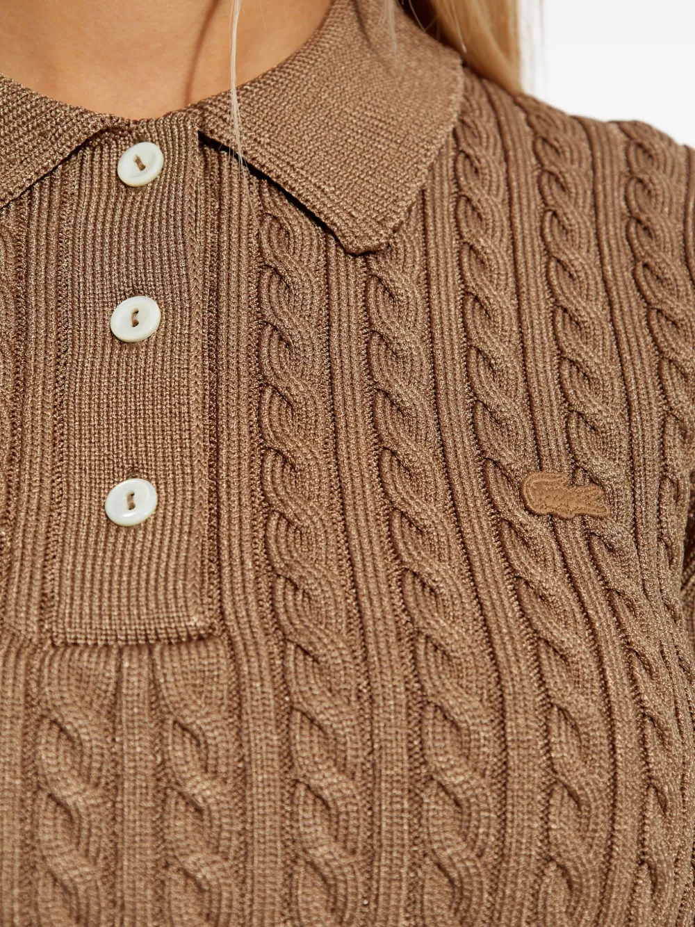 Lacoste Kabelgebreid poloshirt Bruin