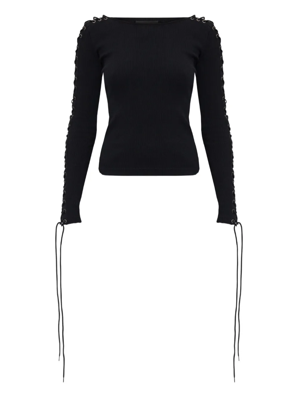 Balenciaga Eyelet Lace-up Top In Black