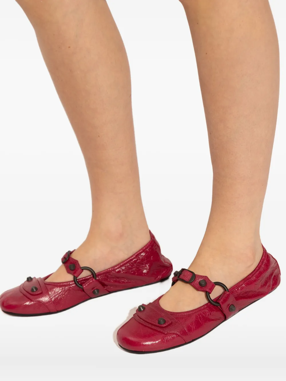 Balenciaga City ring-detail ballet flats Rood
